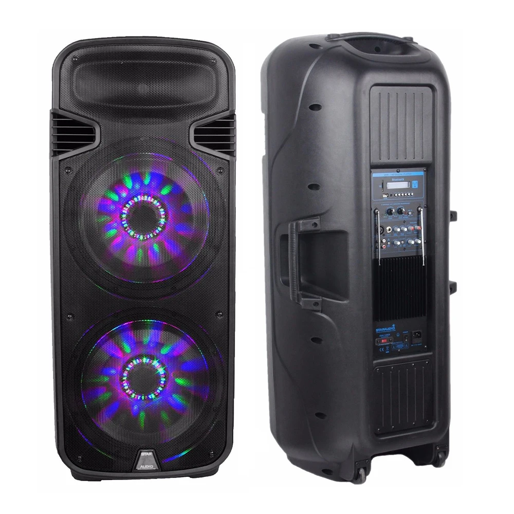 

STARAUDIO Dual 15" 4500W Powered Active DJ PA Bluetooth Speaker System Karaoke Club Party Speaker RGB Light Speaker SDM-15RGB