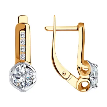 

Sokolov drop earrings with stones in gold with Swarovski Crystals cubic zirconia, fashion jewelry, 585, women's male, long earrings