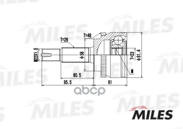 Шрус Toyota Avensis T250/Corolla Ix-X E120/E150 1.4vvti-2.0d-4d 01- Нар. Abs Miles Ga20474 Miles арт. GA20474