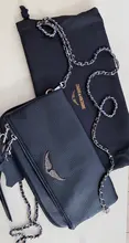 Alas decoradas bolso de un solo hombro de mujer casual moda desenfadada dos cadenas Bolsa Bandolera bolsos de cuero