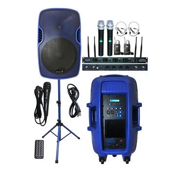 

STARAUDIO 15" 3500W Powered Active PA BT Speaker System DJ Stand Wired Mic 4CH UHF Handheld Wireless Microphone System SSBM-15
