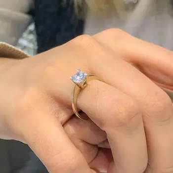

4 nail Classic Montür Simple Engagement Gold Ring