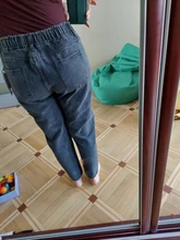 Pantalones vaqueros de estilo Boyfriend para mujer, pantalón de cintura alta, suavizante de talla grande, pantalones bombachos vaqueros de longitud completa, Retro Azul, gris, 4xl, 5xl