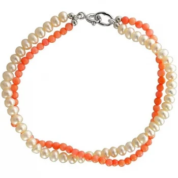 

Esthete bracelet with pearls and coral of silver
