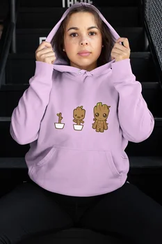 

Angemiel Wear Growing Groot Pink Women 'S Hooded Sweatshirt