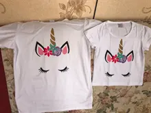 Camiseta con dibujo de unicornio para madre e hija, ropa a juego familiar, moda de madre e hija, camiseta de aspecto familiar, trajes, 1 ud.