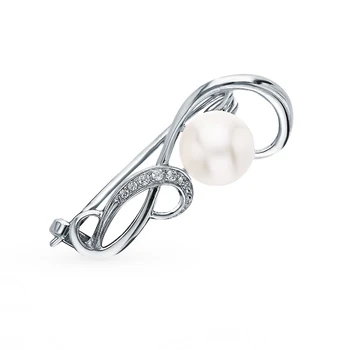 

Silver brooch with cubic zirconia and pearls sunlight sample 925