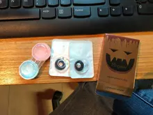 2 uds. De lentes de contacto de Color para Halloween, Cosplay de Anime, lentillas de ojos góticas, Manson de colores blanco, negro y rojo, lentes de contacto