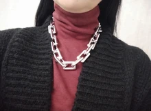 Chain Necklace Boho-Lock Gothic Jewelry Hip-Hop Thick Link Women Punk CCB Twisted High-Quality