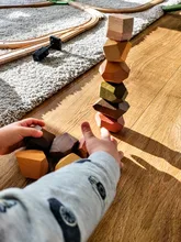 Juguete de madera apilada para chico, bloques de arcoíris coloridos para educación Montessori, juego de Jenga de estilo nórdico, juguete de madera de arcoíris