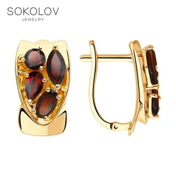 

SOKOLOV drop earrings with stones of gold with garnets fashion jewelry 585 women's male, long earrings