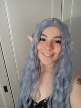 X-TRESS largo ondulado peluca Cosplay luz azul sintético pelucas para mujeres Color degradado parte media Lolita de fibra resistente al calor