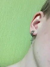 Suave Cruz bala de acero inoxidable pendientes de Clip pendientes largos aretes pendientes sin perforar para las mujeres pendiente Punk joyería No agujero oreja 1 pieza