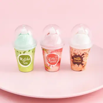 

1PCS Creative Milk Tea Cup Correction Tape Ice Cream Dazzle Color Cartoon Correction Tape Stationery Office School Supplies