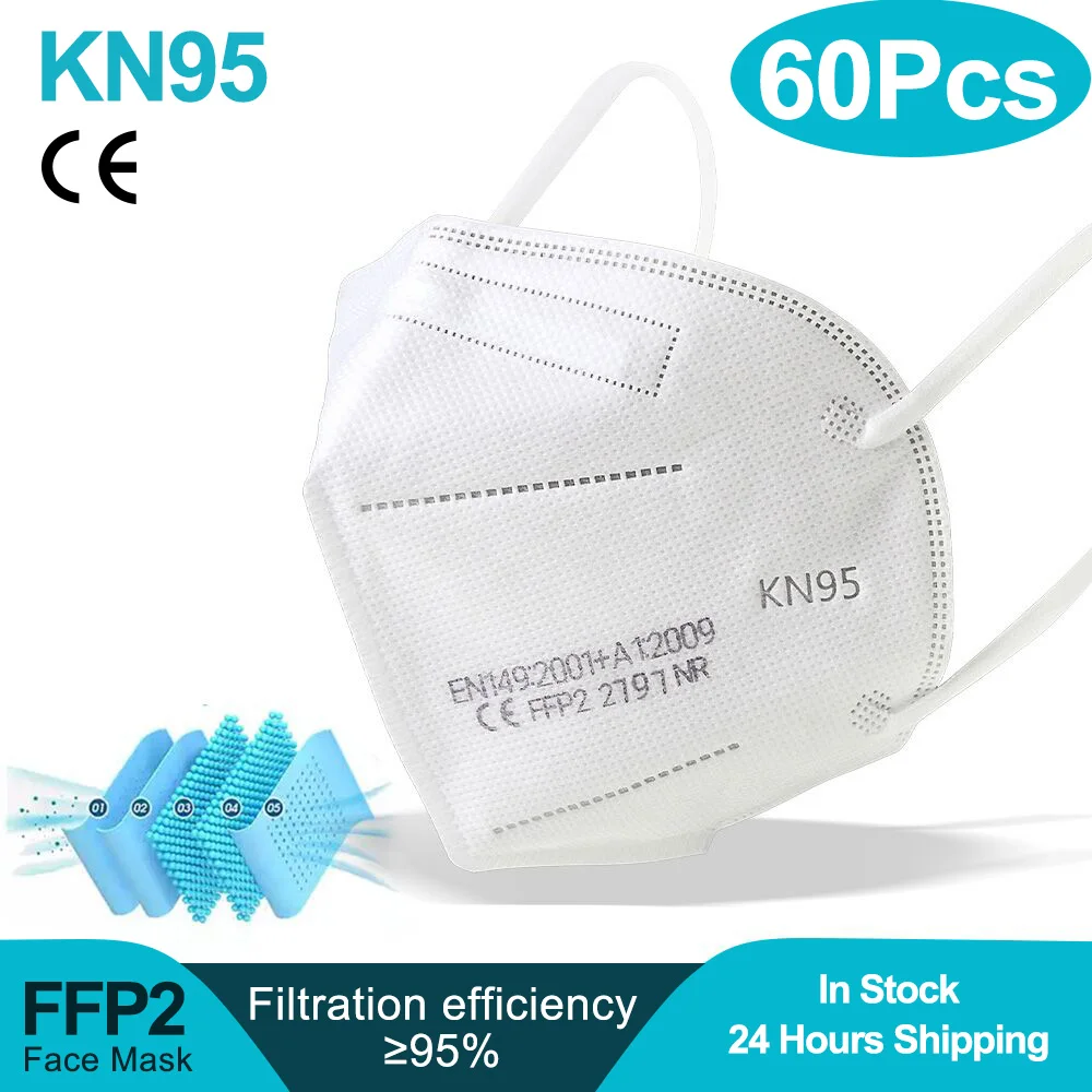 60 шт. ffp2 маска для лица KN95 маски макияжа FFP2mask kn95маска рта вентиляция kn95 | Красота и