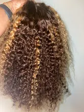 Cynosure-pelucas de cabello humano transparente para mujeres negras, parte en T, HD, encaje Frontal, degradado, brasileño, rizado