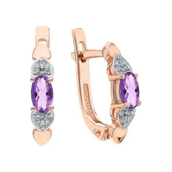 

Gold earrings with amethyst and cubic zirconia sunlight sample 585 test