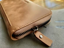 Billetera de piel auténtica para mujer, Cartera de lujo, bolso largo, tarjetero