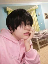 LUPU negro rubio corto pelucas de pelo sintético chico guapo Cosplay peluca Natural falsas pelo de alta temperatura de fibra