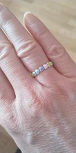 Anillos de dedo de corazón y arco iris para mujer, de bambú, plata de ley 925 auténtica, sortija de compromiso de boda, joyería