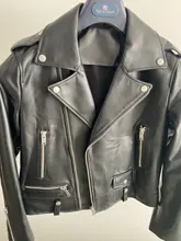 Biker Jacket Coat Motorcycle Sheep-Leather Real-Sheepskin Women Rivet Spring Fashion