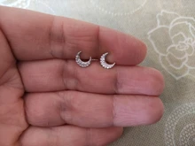 CANNER-pendientes pequeños de Luna para mujer, de Plata de Ley 925, joyería concisa, Mini pendientes de luna de circonia cúbica para niña