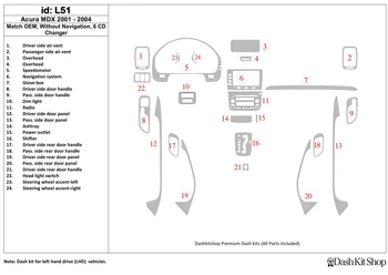 

Interior lining for Acura MDX 2001-2004. Set L51.
