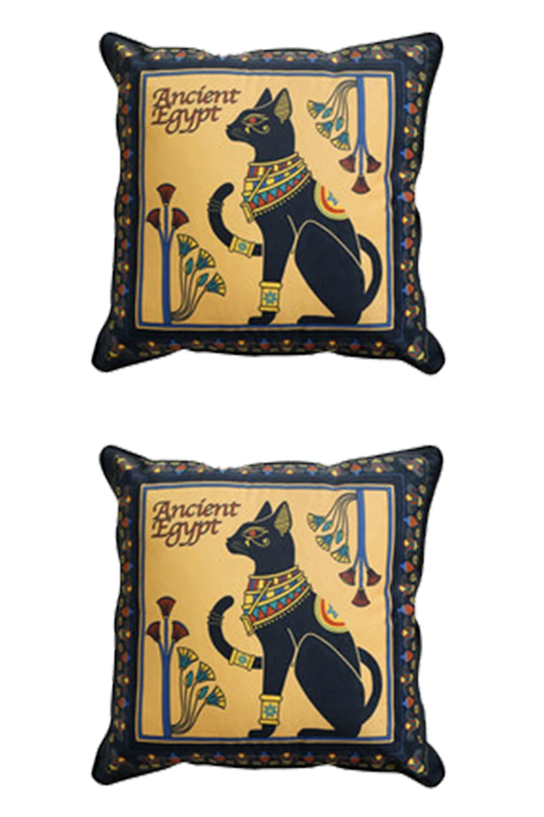 Винтажная египетская подушка, наволочка для подушки, египетские иероглифы, старые логографические детали, алфавитные элементы, декоративный квадрат - Цвет: As Picture