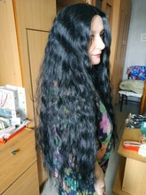 FASHION IDOL-peluca Cosplay de malla con división para mujeres negras, Pelo Rizado largo, 42 pulgadas, Rubio degradado, ONDA DE AGUA, Peluca de pelo sintético falso