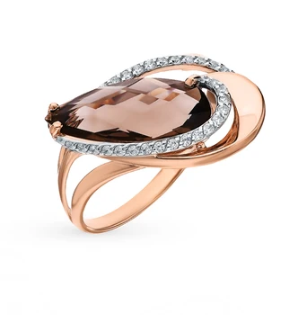 

Gold ring with раухтопазами and cubic zirconia sunlight sample 585