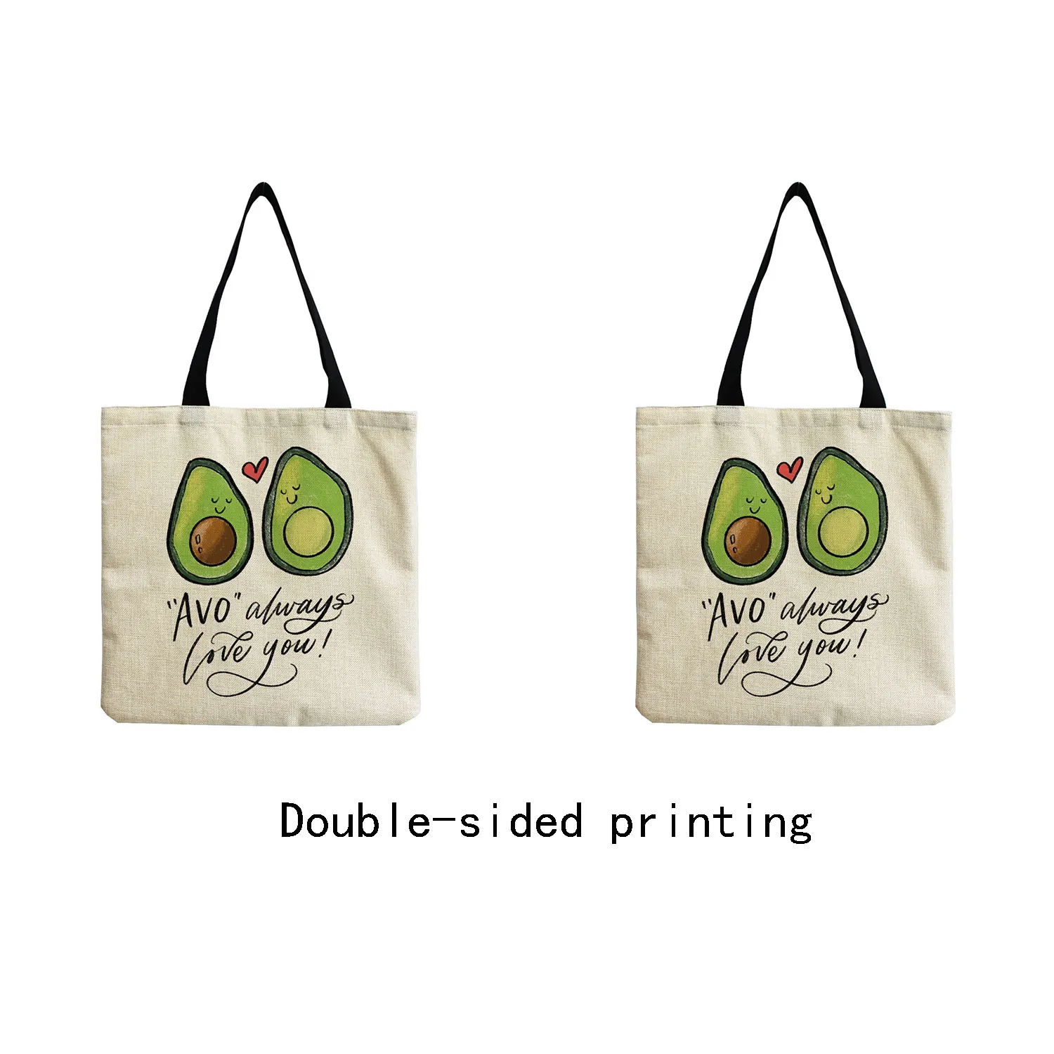 Cartoon Avocado Fashion Fruit Printed Shopping Bag Outdoor Portable Women Shoulder Bag Eco Friendly High Capacity Foldable Tote 5