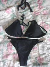 In-x-bikini con diamantes brillantes para mujer, bañador Sexy con cuello halter de realce, traje de baño de cristal para mujer, bikini brasileño 2020