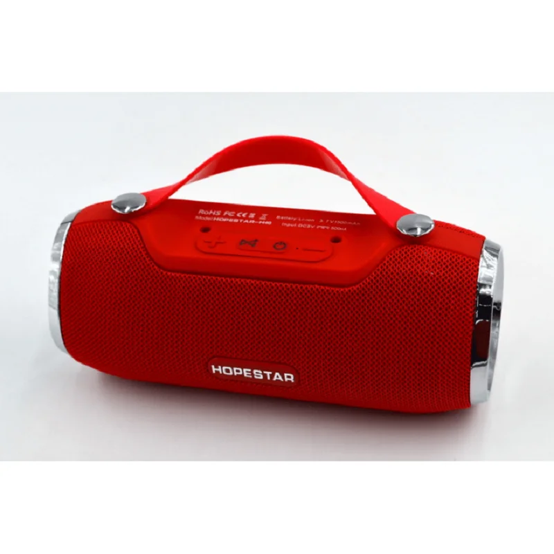 HOPESTAR H40 портативный Bluetooth динамик стерео открытый беспроводной Сабвуфер USB AUX FM радио - Цвет: Красный