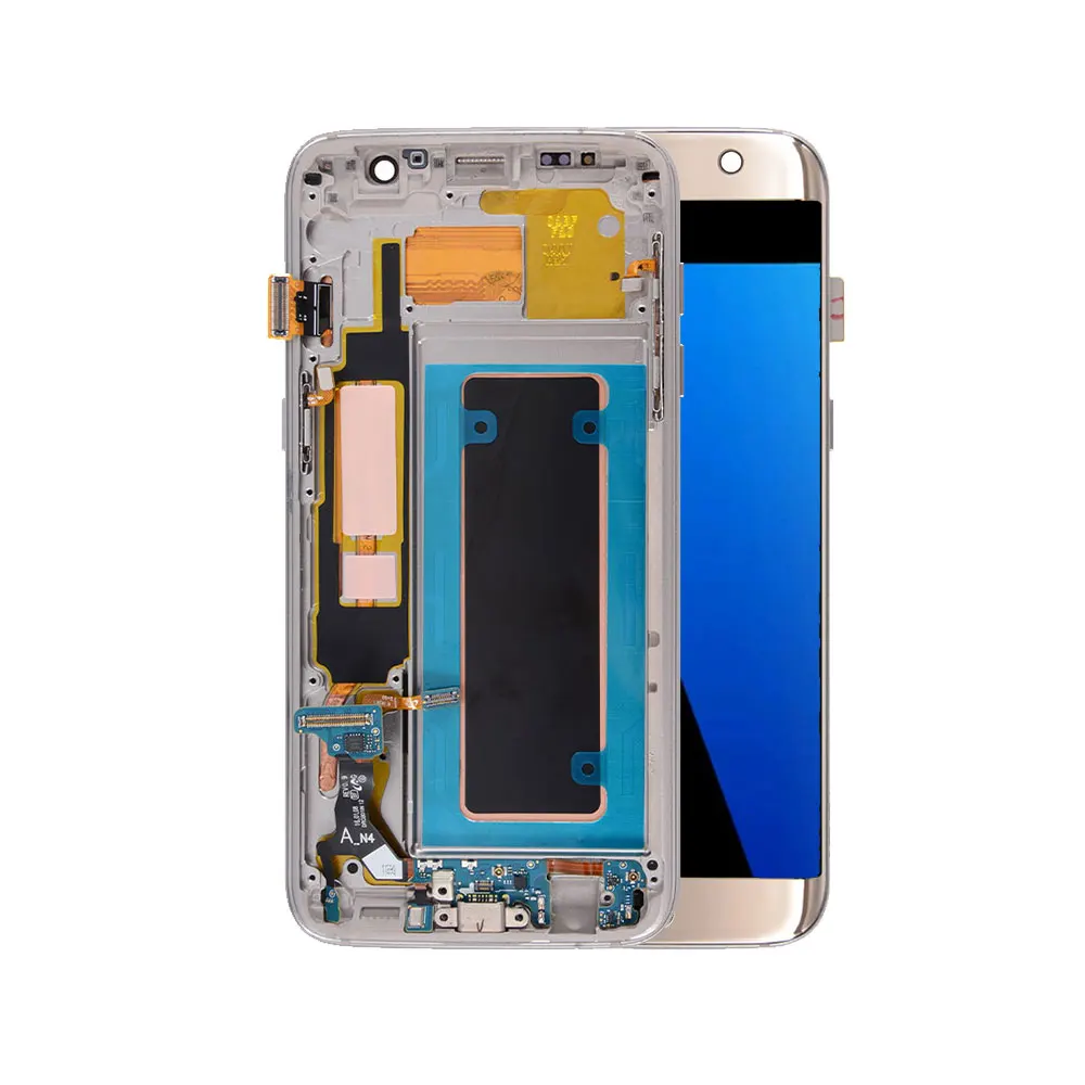 Ori SUPER AMOLED для samsung Galaxy S7 Edge G935F A V oled-дисплей ЖК-сенсорный экран с заменой рамки Переднее стекло Ремонт - Цвет: Gold G935F
