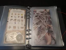 Archivador de fotos A5 A6, productos de almacenamiento, pegatinas de inserción, carpeta de folletos en espiral, 8 Uds., hojas internas, bolsa con cremallera