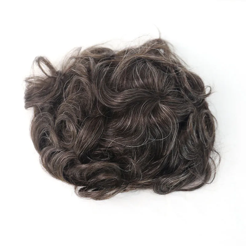 

Hair Toupee System Men Natural Looking 100% European Human Hair Toupee PU Replacement System 220# Color VenVee Remy Hair