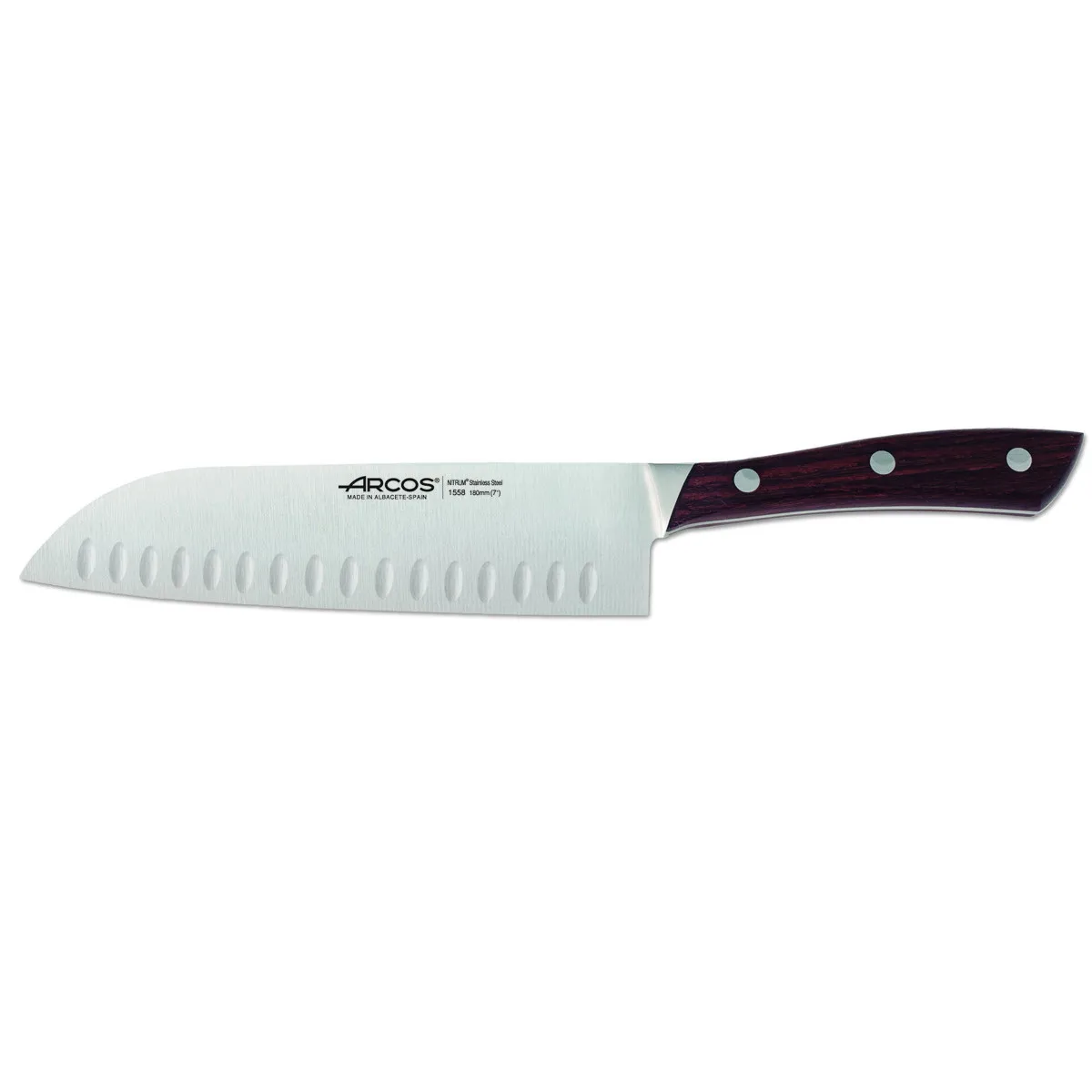 Нож Santoku Arcos Natura 155810 стальной нитрам ручка дерево палисандр и 18 см лист в