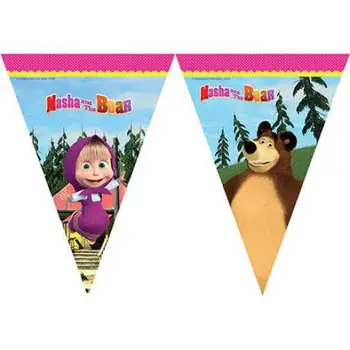 

Masha And Hubby Bear Flag Banner