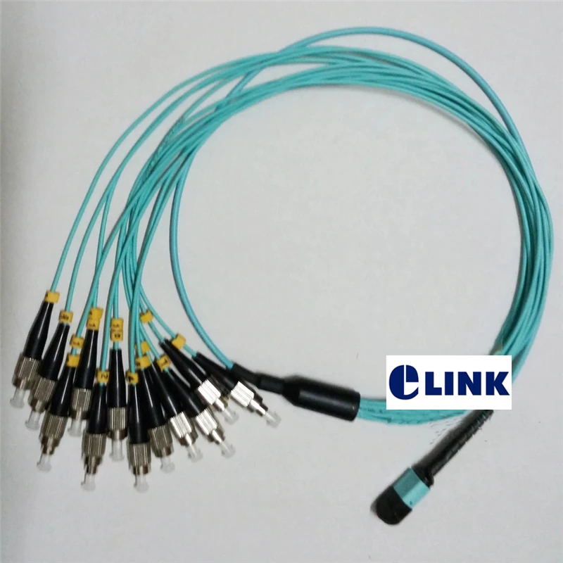 12 ядер MPO патчкорд OM3 женский MTP-12FC 1 м 3M 5 м волоконный прорыв MTP Тип B 12 нитей OM3 ftth Перемычка оптический патч свинец ELINK