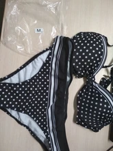Conjunto de Bikini con realce para mujer, traje de baño negro con estampado de lunares, acolchado, con realce, 2021