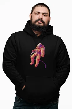 

Angemiel Wear Pink Astronot Black Male Hooded Sweatshirt