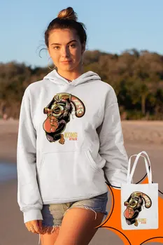 

Angemiel Wear Testereli Kong Atack White Women 'S Hooded Sweatshirt Bags Kombin