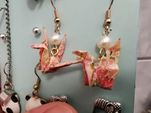 DoreenBeads-pendientes de tuerca de Zephyr para mujer, colgante de grúa romántica roja, joyería para mujer, accesorios, dijes de regalo de cumpleaños