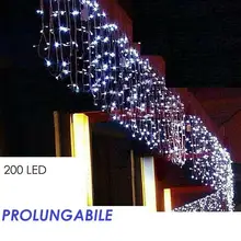 Tenda Luminosa Natalizia LUCE BIANCO FREDDO LUCI 10 м х 40 см 200led PROLUNGA PIOGGIA