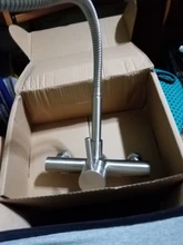 Kitchen Faucet Sink-Tap Mixers Wall-Mounted Stainless-Steel Double-Holes Flexible Swivel