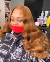 Rubia resaltar frente de encaje pelucas de cabello humano de la onda del cuerpo transparente pelucas delanteras de encaje peruano naranja jengibre malla con división pelucas Remy 180