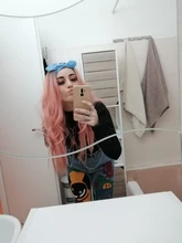 Peluca larga rizada de moda para mujeres negras, resistente al calor medio pelo negro, peluca sintética de fibra para Cosplay