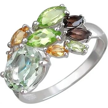 

Jewelry Tradition ring with scattering color stones of silver
