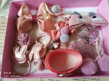 18 Uds bebé diademas de chica de los niños arco conjunto Clips de cabello caja niños sombreros para niñas accesorios para el cabello elásticos bandas para el cabello