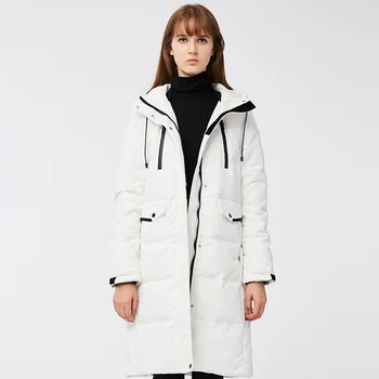 

Obrix Warm Casual Style Female Duck Down Filler Jacket Winter Hooded Long Wide-Waisted Streetwear Parka For Women